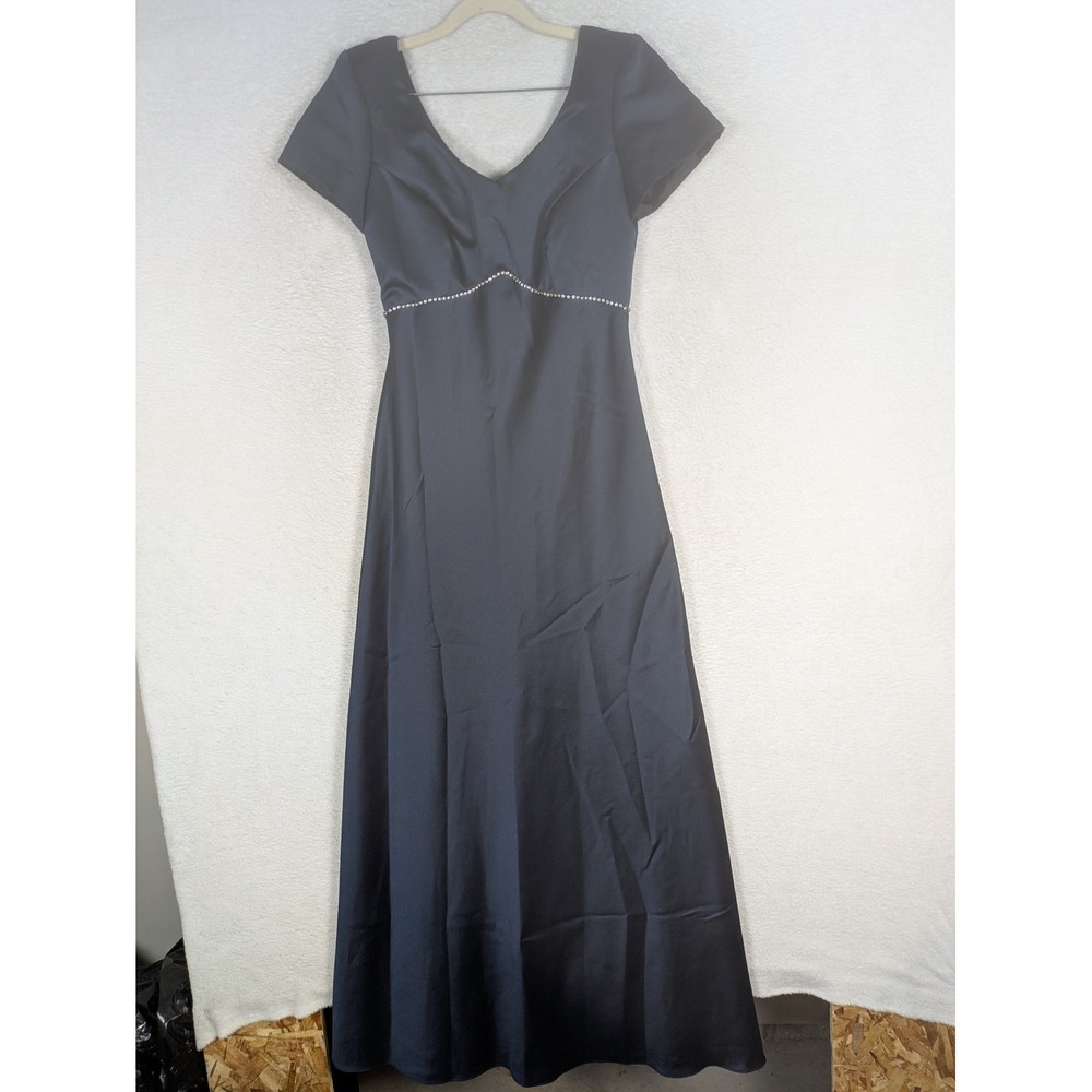 Michaelangelo Gown Women's 2 Navy Vintage Rhinestone V-Neck Formal